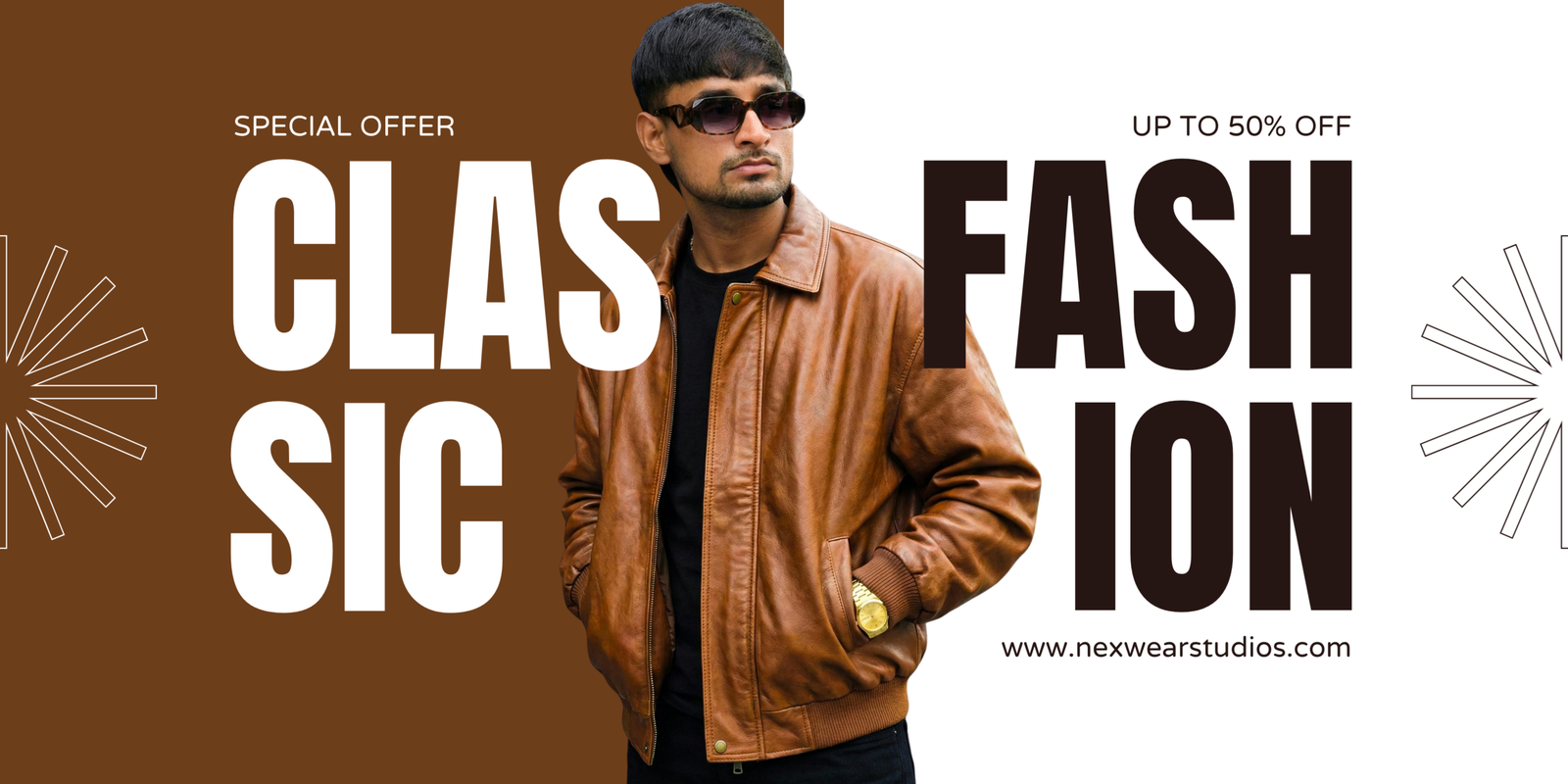 Brown & White Minimalist Muslim Fashion Promotion Banner