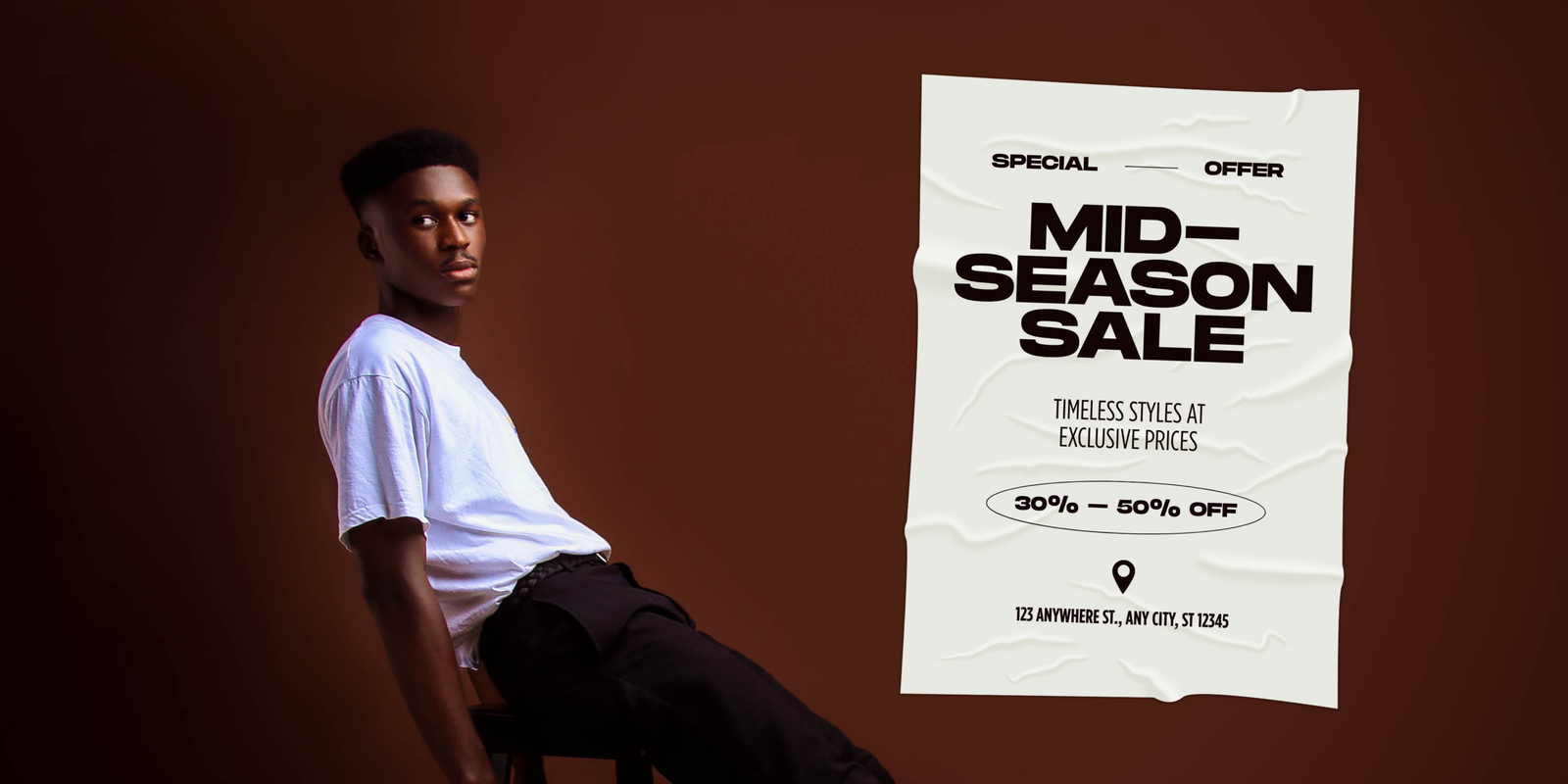 Brown and White Modern Fashion Sale Banner