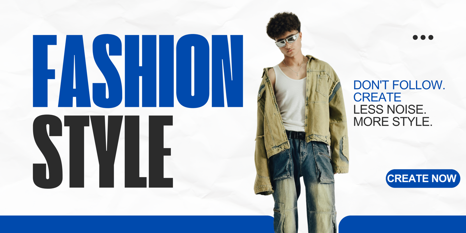 White and Blue Modern Fashion Promo Banner